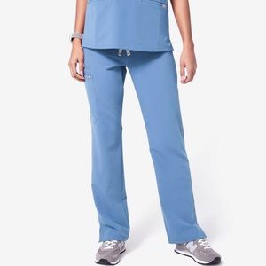 Figs straight leg cargo scrub pant Ceil blue.